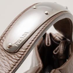 Pre Owned Prada Brown Patent Leather Gradient Pleated Hobo