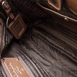 Pre Owned Prada Brown Patent Leather Gradient Pleated Hobo