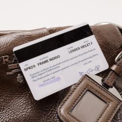 Pre Owned Prada Brown Patent Leather Gradient Pleated Hobo