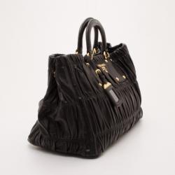 Pre Owned Prada Black Nappa Gaufre Tote 