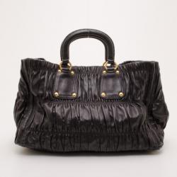 Pre Owned Prada Black Nappa Gaufre Tote 