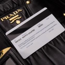 Pre Owned Prada Black Nappa Gaufre Tote 
