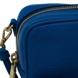 مملوكة مسبقًا حقيبة برادا زرقاء جلد بقر ميني بسحاب كروس