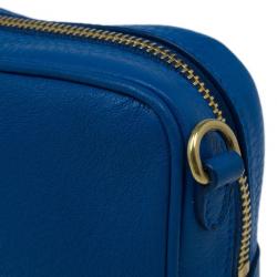 مملوكة مسبقًا حقيبة برادا زرقاء جلد بقر ميني بسحاب كروس