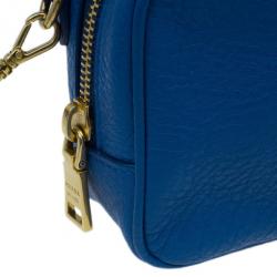 مملوكة مسبقًا حقيبة برادا زرقاء جلد بقر ميني بسحاب كروس