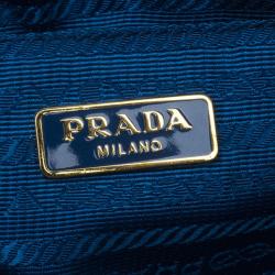 مملوكة مسبقًا حقيبة برادا زرقاء جلد بقر ميني بسحاب كروس