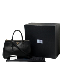 Pre Owned Prada Black Saffiano Lux Leather Medium Galleria Tote