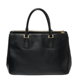 Pre Owned Prada Black Saffiano Lux Leather Medium Galleria Tote