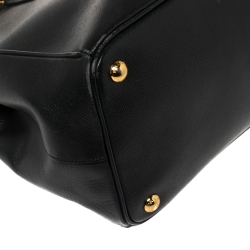 Pre Owned Prada Black Saffiano Lux Leather Medium Galleria Tote