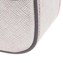 Pre Owned Prada Silver Saffiano Leather Mini Box Clutch