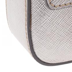 Pre Owned Prada Silver Saffiano Leather Mini Box Clutch