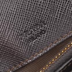 Pre Owned Prada Silver Saffiano Leather Mini Box Clutch