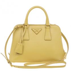 Prada Yellow Saffiano Leather Small Vernice Promenade Crossbody Bag Prada