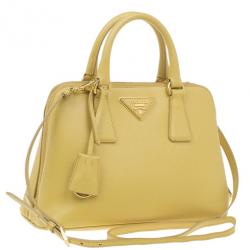 Pre Owned Prada Yellow Small Saffiano Promenade Bag