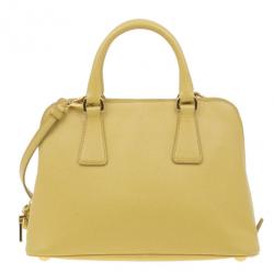 Pre Owned Prada Yellow Small Saffiano Promenade Bag