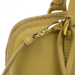Pre Owned Prada Yellow Small Saffiano Promenade Bag