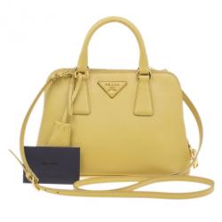 Pre Owned Prada Yellow Small Saffiano Promenade Bag
