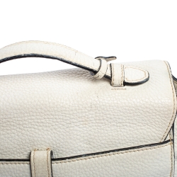 Pre Owned Prada White Vitello Daino Leather Sound Flap Top Handle Bag
