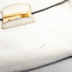 Pre Owned Prada White Vitello Daino Leather Sound Flap Top Handle Bag