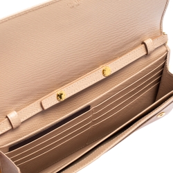 مملوكة مسبقًا Prada Beige Saffiano Metal Leather Wallet on Chain