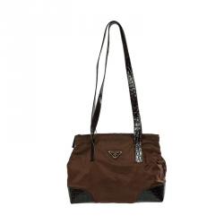 مملوكة مسبقًا Prada Brown Nylon and Leather trim Tote