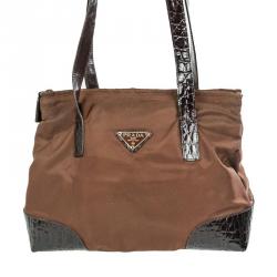 مملوكة مسبقًا Prada Brown Nylon and Leather trim Tote
