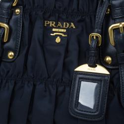 مملوكة مسبقًا Prada Navy Blue Nylon Tessuto Gaufre Tote