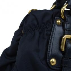 مملوكة مسبقًا Prada Navy Blue Nylon Tessuto Gaufre Tote