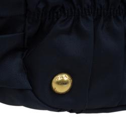 مملوكة مسبقًا Prada Navy Blue Nylon Tessuto Gaufre Tote