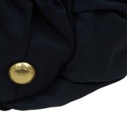 مملوكة مسبقًا Prada Navy Blue Nylon Tessuto Gaufre Tote