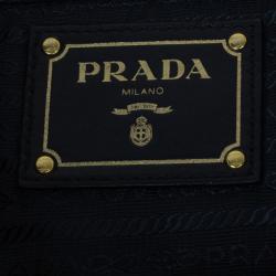 مملوكة مسبقًا Prada Navy Blue Nylon Tessuto Gaufre Tote