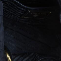 مملوكة مسبقًا Prada Navy Blue Nylon Tessuto Gaufre Tote