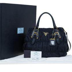 مملوكة مسبقًا Prada Navy Blue Nylon Tessuto Gaufre Tote