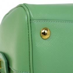 Pre Owned Prada Green Saffiano Lux Convertible Boston Bag