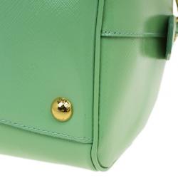 Pre Owned Prada Green Saffiano Lux Convertible Boston Bag