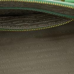 Pre Owned Prada Green Saffiano Lux Convertible Boston Bag