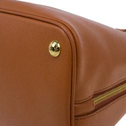 Pre Owned Prada Orange Saffiano Small Double-Handle Trapezoid Tote