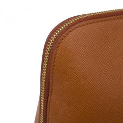 Pre Owned Prada Orange Saffiano Small Double-Handle Trapezoid Tote