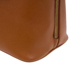 Pre Owned Prada Orange Saffiano Small Double-Handle Trapezoid Tote