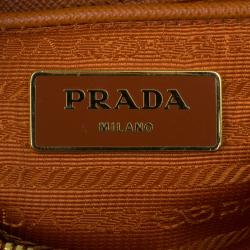 Pre Owned Prada Orange Saffiano Small Double-Handle Trapezoid Tote