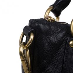 Pre Owned Prada Black Leather Cervo Shine Shoulder Bag