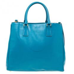 Pre Owned Prada Turquoise Patent Shopping Tote