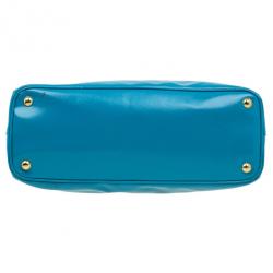 Pre Owned Prada Turquoise Patent Shopping Tote