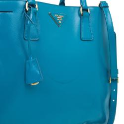 Pre Owned Prada Turquoise Patent Shopping Tote