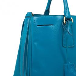 Pre Owned Prada Turquoise Patent Shopping Tote