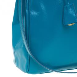 Pre Owned Prada Turquoise Patent Shopping Tote