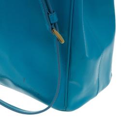 Pre Owned Prada Turquoise Patent Shopping Tote