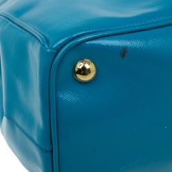 Pre Owned Prada Turquoise Patent Shopping Tote