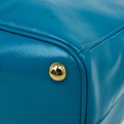 Pre Owned Prada Turquoise Patent Shopping Tote
