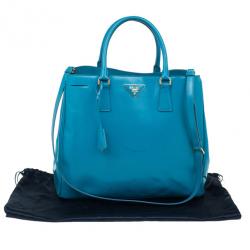 Pre Owned Prada Turquoise Patent Shopping Tote
